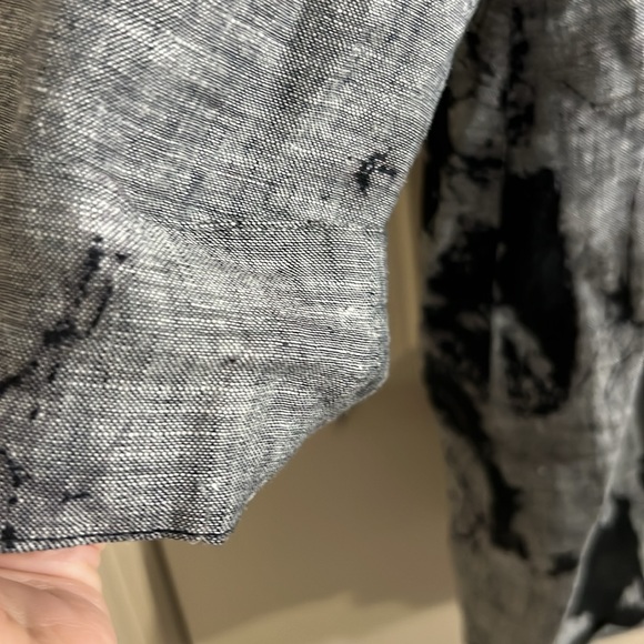 HABITAT  short sleeve linen jacket  gray and black v neck large   EUC boho - Picture 6 of 7